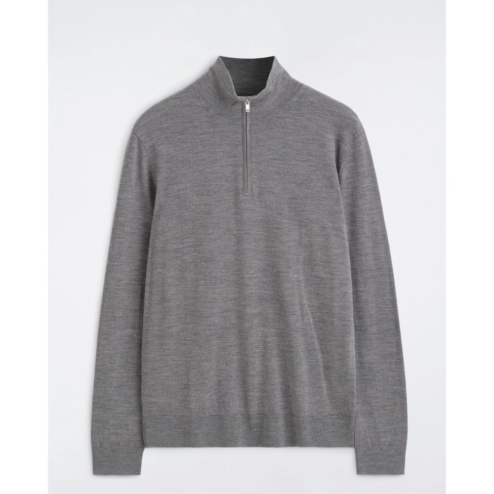 J.Crew Mens Merino Wool Blend Half Zip Sweater Grey Mock Neck Size Medium